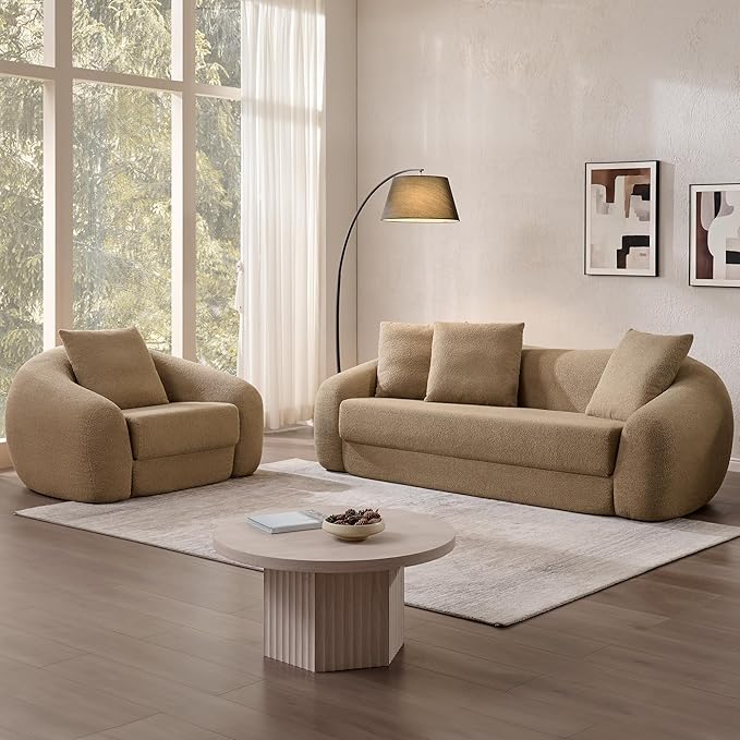 SICOTAS Curved Sofa Couch Bed for Living Room Convertible Futon Cloud Boneless by SICOTAS