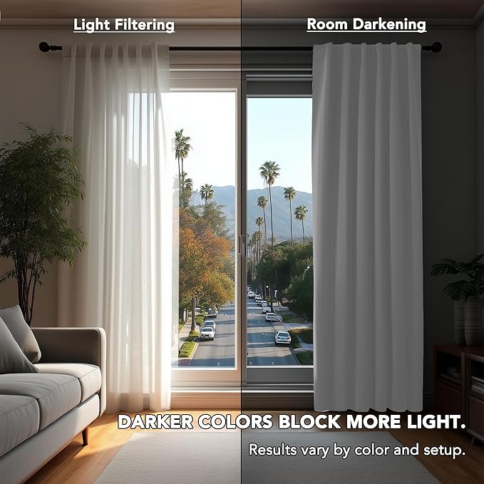 Deconovo Blackout Curtains, Thermal Insulated, W52 x L54 2 Panels, Back Tab - Image 3