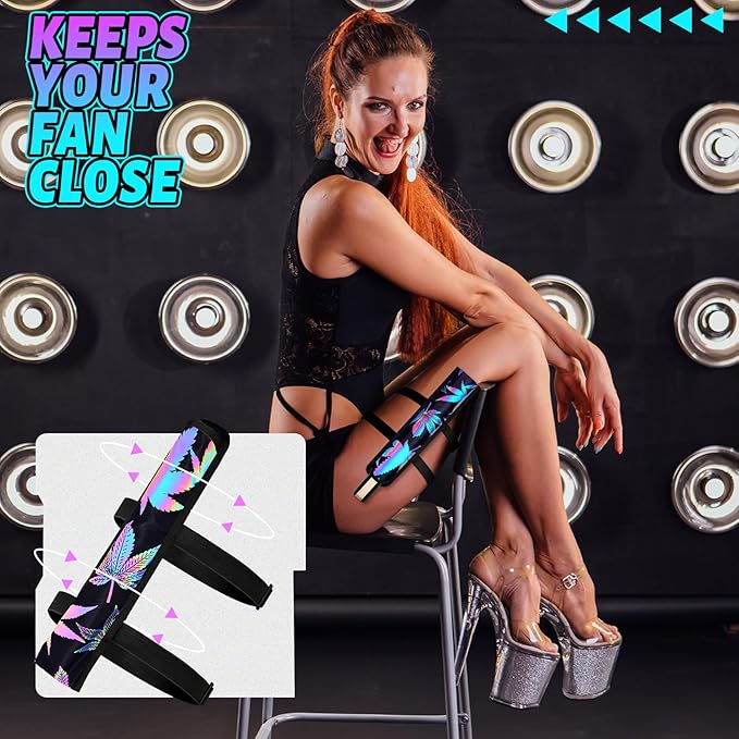 Summer Rave Fan Thigh Holster Rave Fan Holder Folding Hand Pouch Foldable - Image 5