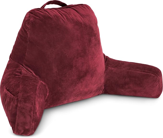 Husband Pillow Maroon, Original Reading Pillow in Bed Rest Chair, Shredded by HusbandPillow