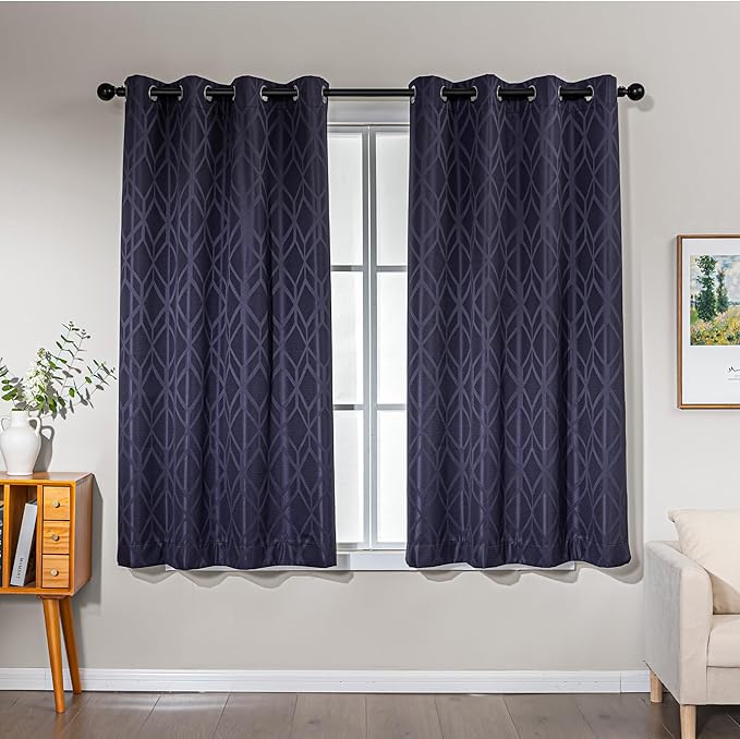 Amazon Basics Jacquard 2-Piece 100% Blackout Curtains, Living Room and Bedroom by AmazonBasics