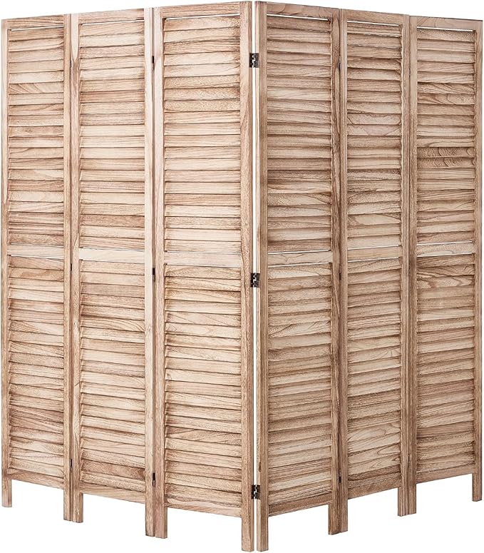 VEVOR Wood Room Divider, 6 Panel Wood Folding Privacy Screen, 66.9 Inches Tall - Image 4