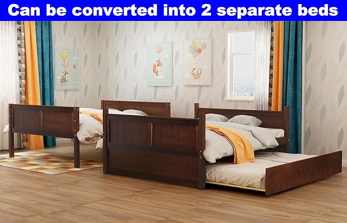 STERXONE Best Thicken Solid Wood Full Over Full Bunk Bed - Image 3