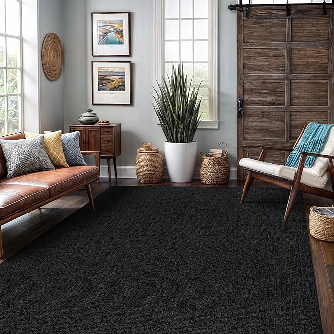 Easy Jute Rug 9x12 Indoor Outdoor Natural Rugs Solid Fiber Rug Woven Area Rug - Image 3