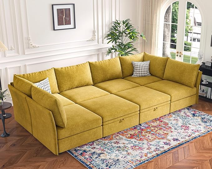 ABCASA 136.4" Oversized Modular Sectional Sleeper Sofa Bed, U Shaped by ABCASA