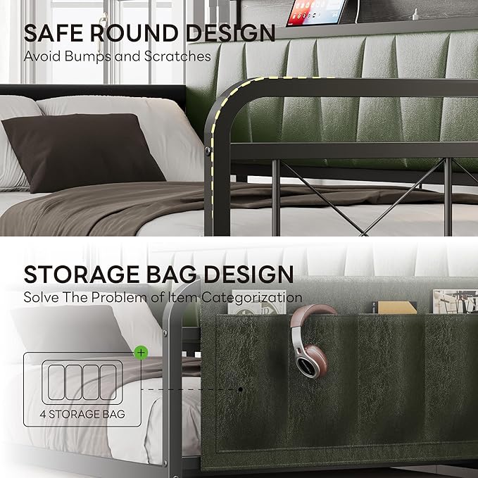 LIKIMIO Daybed with Trundle Bed, Twin Bed Frame with Storage Headboard and - Image 5