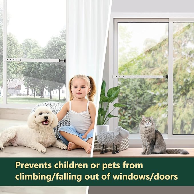 WooFog Adjustable Window Security Bars Vertical, Heavy Duty Sliding Patio Glass - Image 3
