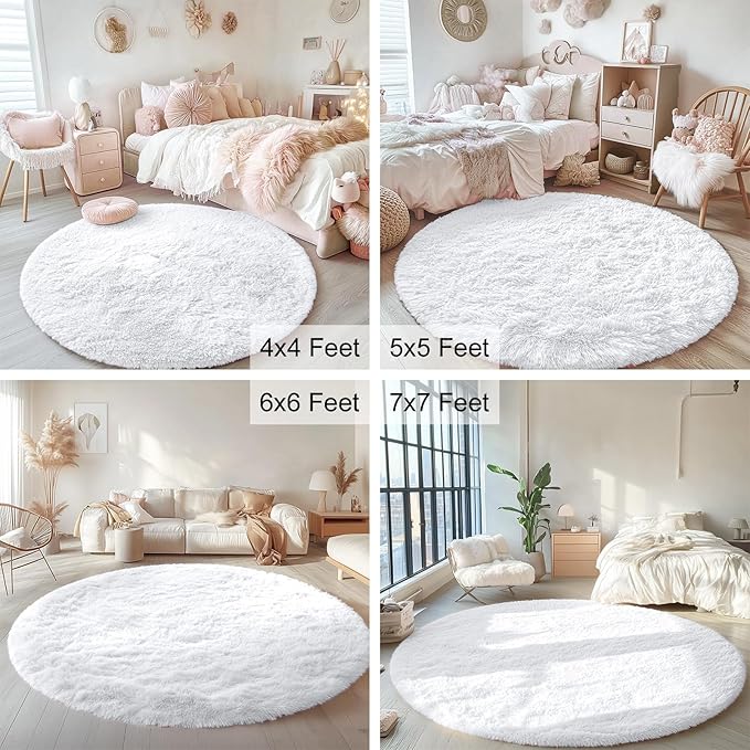 OLANLY White Round Rugs for Bedroom - Image 2