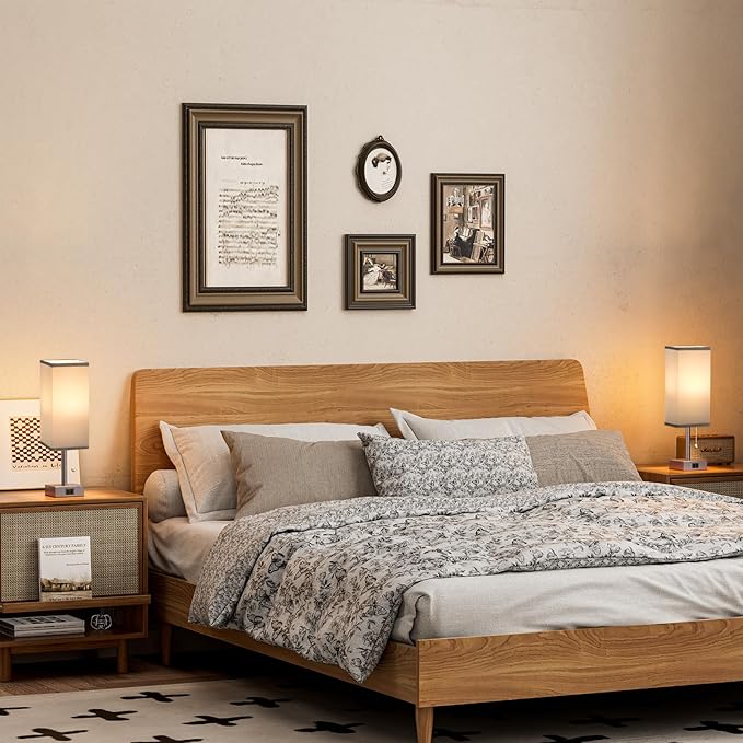 Fenmzee Grey Bedside Table Lamps - Image 6