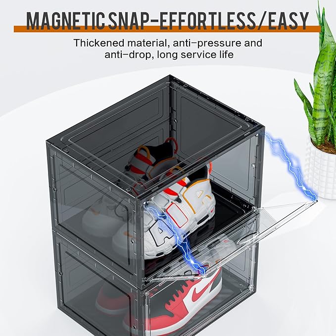 KEFA XL Shoe Storage Box Organizer, 9 Pack Shoe Boxes Clear Plastic Stackable - Image 5