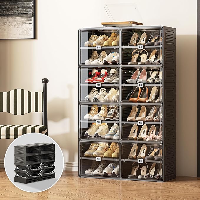 Black Shoe Rack Organizer Cabinet by Unknown