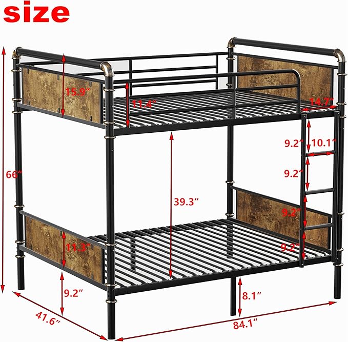 Upgraded Version Thickened Metal Heavy-Duty Twin XL Over Twin XL Bunk Bed - Image 2