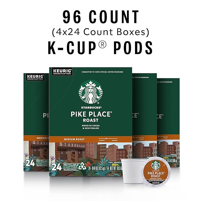 Starbucks K-Cup Coffee Pods, Medium Roast Hot or Iced Coffee, Pike Place Roast - Image 2