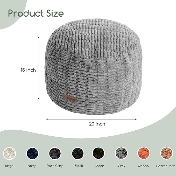 HIGOGOGO Pouf Ottoman Stuffed Round Modern Foam Filled Foot Rest Poufs - Image 2