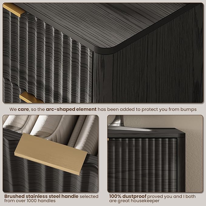 43'' Hight 5 Drawers Dresser for Bedroom, Modern Fluted Vertical Chest - Image 8