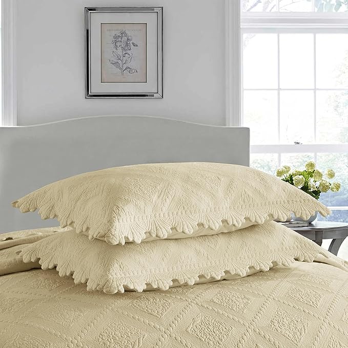 MarCielo 3-Piece 100% Cotton Oversized Bedspread Lightweight Quilt Coverlet - Image 5