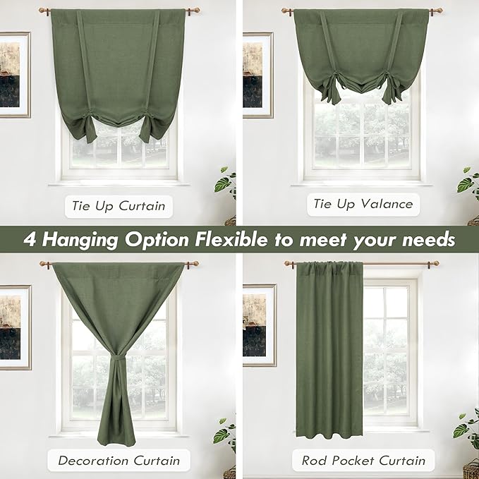 DriftAway Double Layer Linen Blackout Tie Up Curtains Thermal Insulated Fully - Image 9