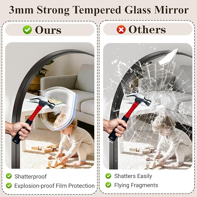 Arch Bathroom Mirror, Tempered Glass Decor Mirror - Image 5