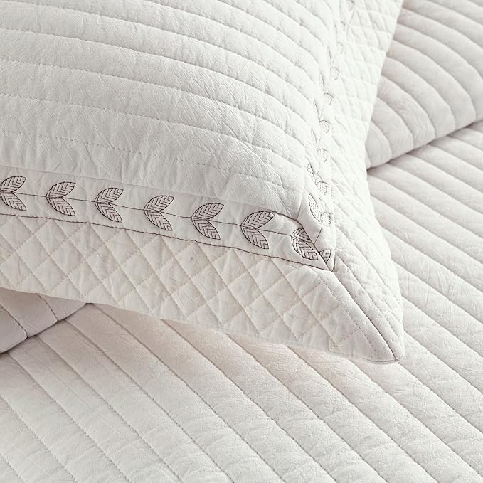 MarCielo 100% Cotton Quilt Set White Lightweight Bedspread - Image 6