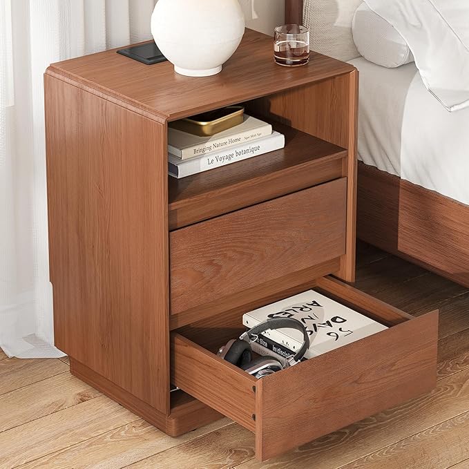 Solid Wood Nightstand, Natural Wood Night Stand - Image 6