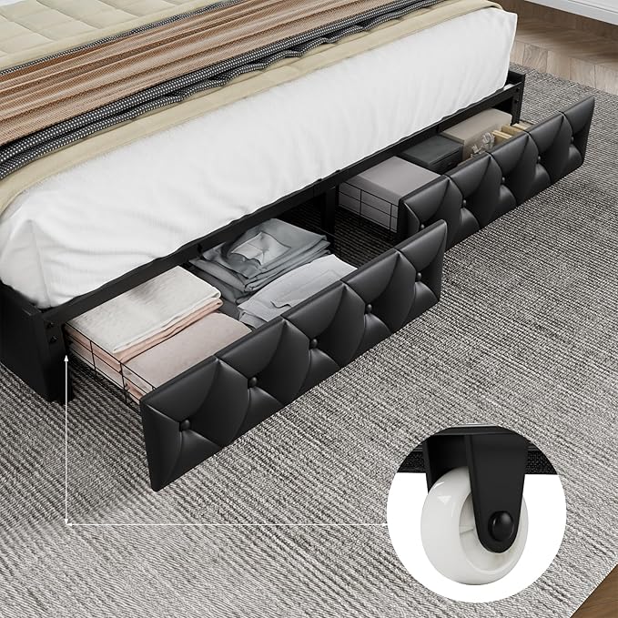 Keyluv Queen Upholstered LED Bed Frame - Image 5