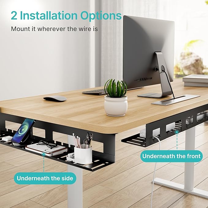 Under Desk Cable Management Tray, 31.5 Inches Metal Cord Organizer Rack - Image 2