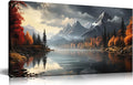Landscape Wall Art for Living Room Bedroom Home Office Gray Wall Art Mountain by ANCXWOTER