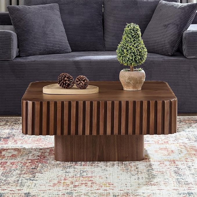 LKTART Square Coffee Table for Living Room, Accent Fluted Coffee Table - Image 3