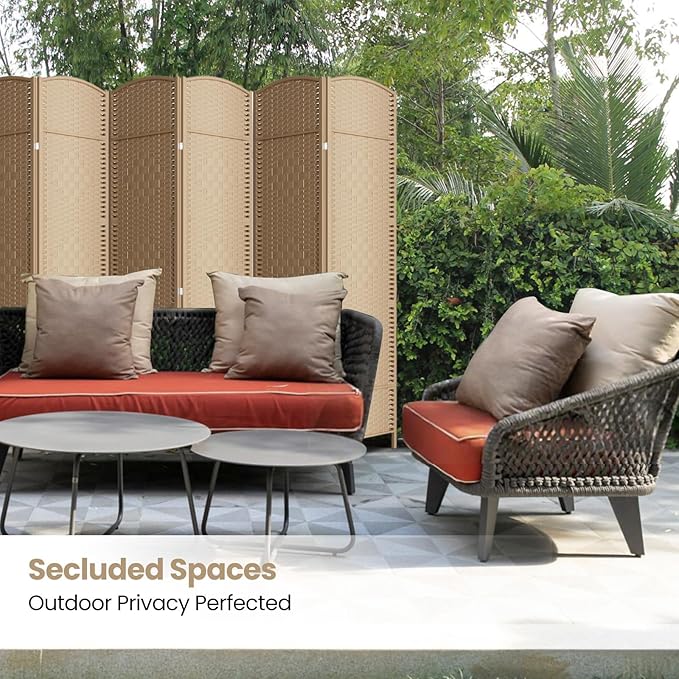 6 Panel Room Divider, 6Ft Folding Privacy Screen, Tall - Image 5