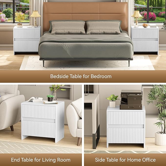 Fluted Nightstand, Modern Night Stand - Image 7