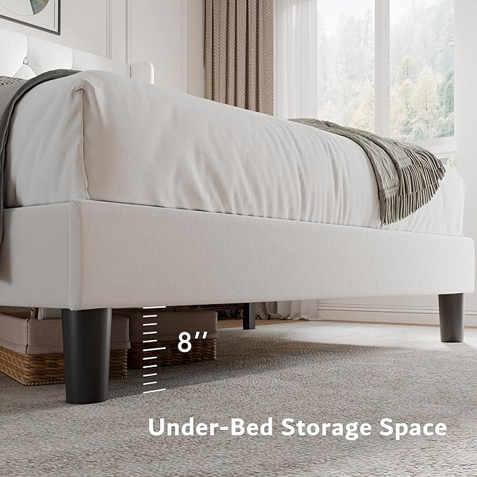 iPormis Queen Size Velvet Platform Bed Frame - Image 4