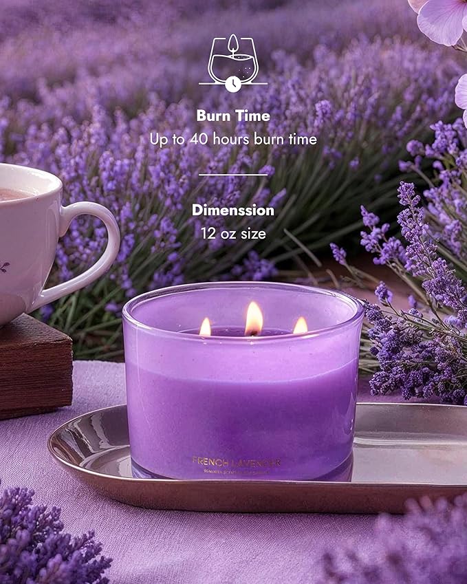 96NORTH Luxury Lavender Soy Candle | Large 3 Wick Jar Candle | Up to 50 Hours - Image 3