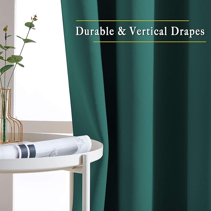 NICETOWN Hunter Green Blackout Bedroom Curtains 96 inches Long, Grommet Thermal - Image 5