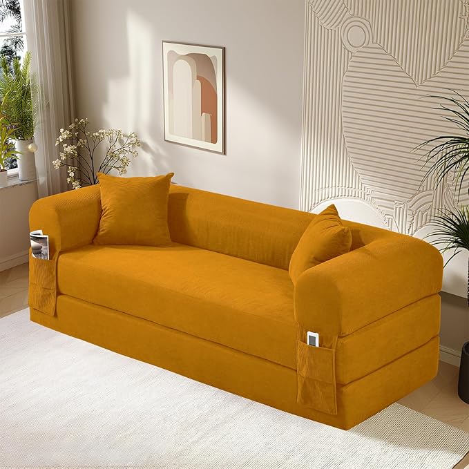 80" Convertible Sofa Bed, Corduroy Folding Sleeper Sofa Bed Queen - Image 8