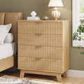 Fluted Nightstand, 31.5" Wide Side Table by Xixini