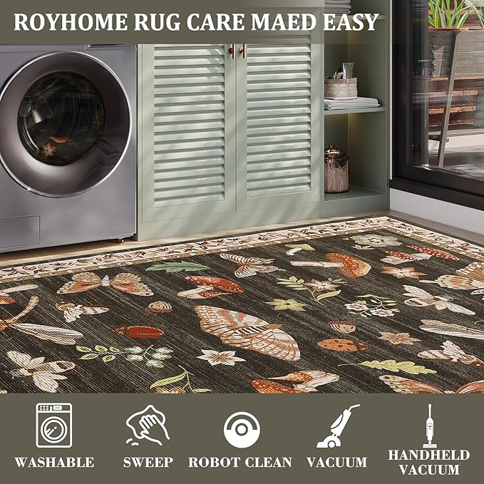 Mushroom Washable Area Rug 6x9 Rugs - Image 5