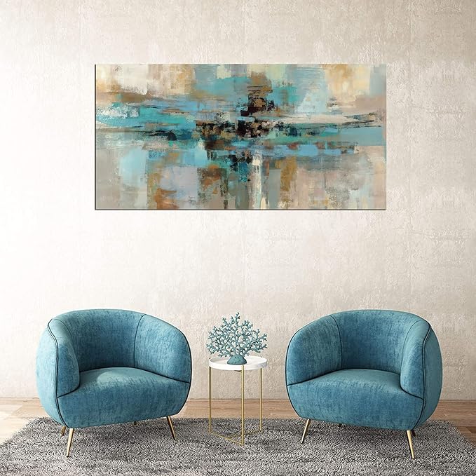 DZL Art A74750 Canvas Prints Abstract Wall Art Print Paintings Blue and Brown - Image 5