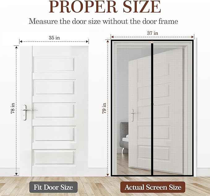 Yotache Magnetic Screen Door Fits Door Size 35 x 78, Screen Size 37" x 79" - Image 2