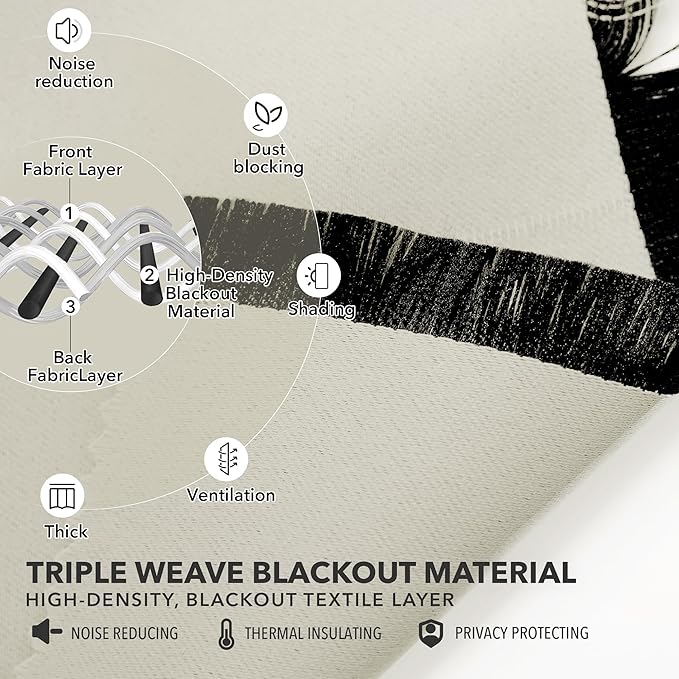 Deconovo Blackout Curtains, Thermal Insulated, W52 x L45 2 Panels, Back Tab - Image 5