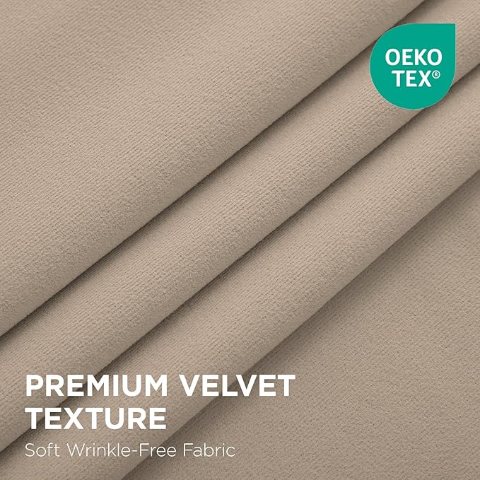 Joydeco Beige 100% Blackout Curtains 90 Inch 2 Panels, Luxury Thermal Beige - Image 2