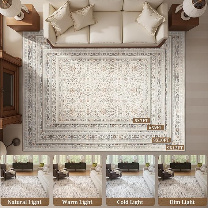 MontVoo-Vintage Area Rug 9X12 Beige Rugs - Image 7