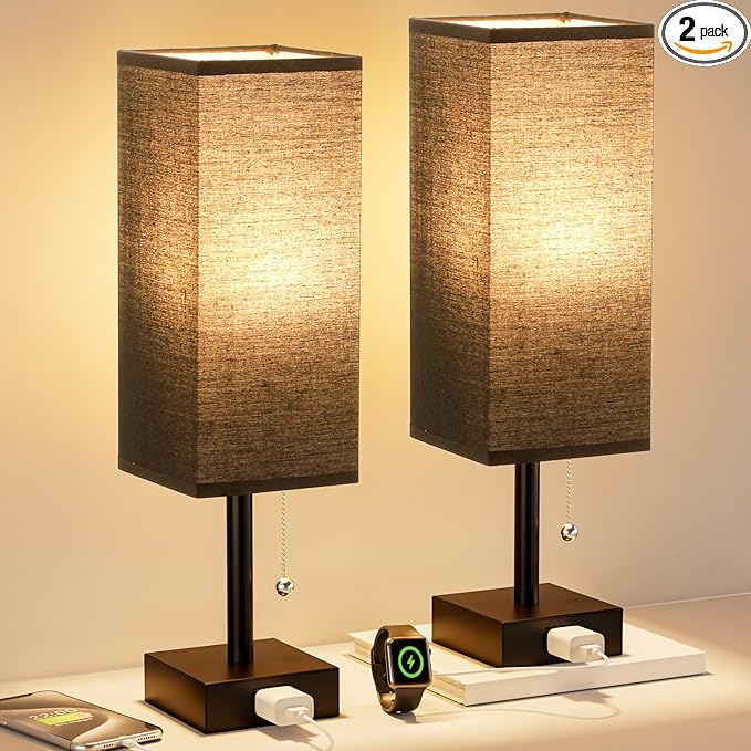 Fenmzee Black Table Lamps for Bedroom Set of 2 by Fenmzeelighting