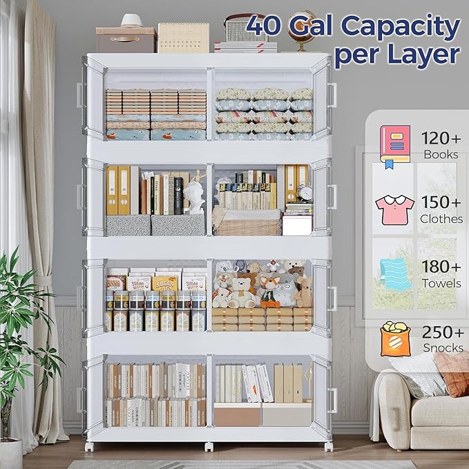 160GAL Storage Bins with Lid and Wheels, Stackable Closet Organizers and - Image 3