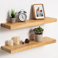fuqing Floating Shelves for Wall, 24 inch Rustic Solid Elm Wood Floating Shelves by Fuqing