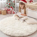 OLANLY Ivory Round Rugs for Bedroom by OLANLY