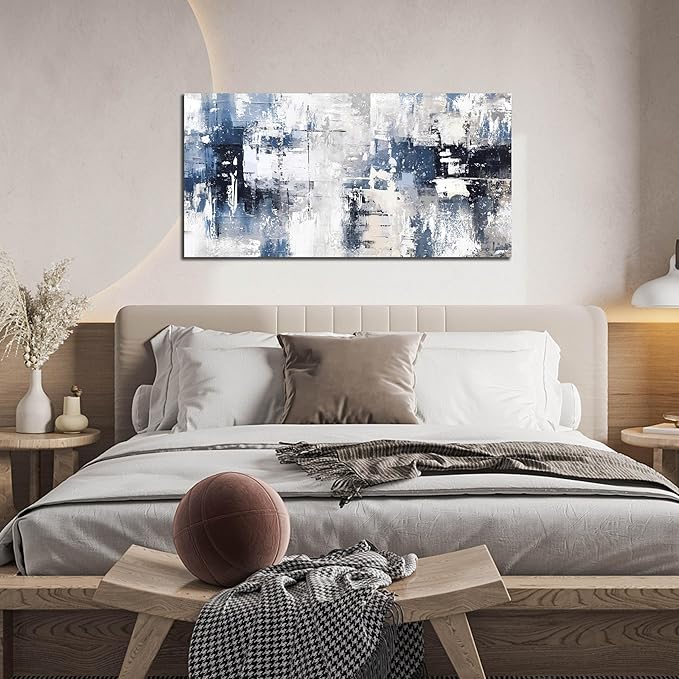 Prepeyssee White and Blue Abstract Canvas Wall Art - Image 6