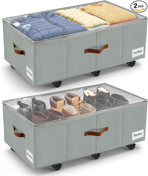 11 inch Under Bed Storage with Wheels, Foldable Under Bed Drawers by Unknown