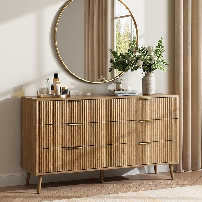 CARPETNAL Fluted 6 Drawer Dresser - Image 7