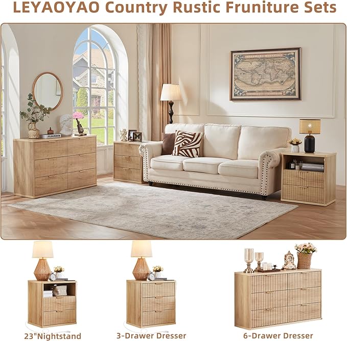 LEYAOYAO Fluted 6 Drawers Dresser - Image 4