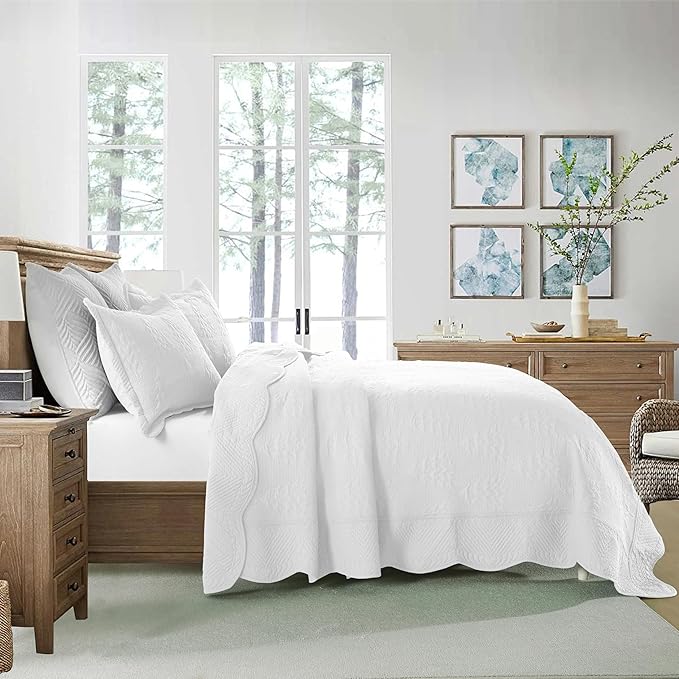 MarCielo 3-Piece Christmas Quilt 100% Cotton Oversized Bedspread Lightweight - Image 8